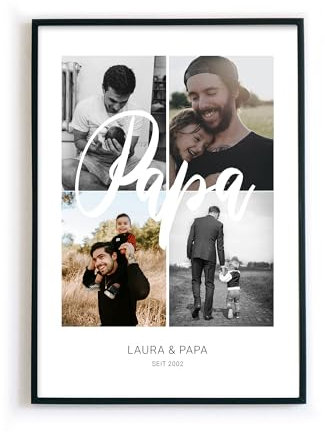 Papa Poster mit Foto Collage als personalisiertes Geschenk zu Weihnachten, zum Vatertag, Geburtstag. Vater Bild selbst gestaltet als Geburtstagsgeschenk & Weihnachtsgeschenk. (14. Papa Fotos)
