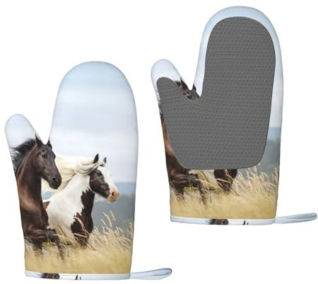 Weißes Pferd, Silikon-Ofenhandschuhe, rutschfeste Kochhandschuhe, hitzebeständige Backhandschuhe, EIN Paar