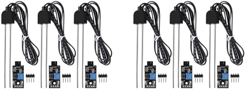 Epodmalx 6 Sets Bodenfeuchtesensor, mit Korrosionsbeständiger Sonde, Modul Digital-Analog-Signalausgang für Gartenautomatik