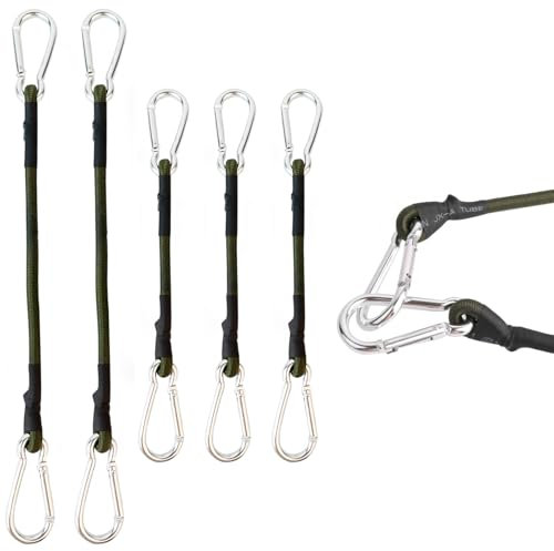 5 Stück Spanngummi mit Karabiner Expander mit Karabinerhaken Schwarz, 30cm/60cm Starker Spanngurte mit Haken, Gummispanner mit Haken, Latex Gummispanner für Sonnensegel Tarps Fahrrad Auto Ladung