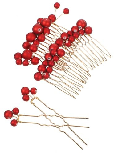 FRCOLOR Haarschmuck-set Für Die Hochzeit 1 Set Braut-haarkämme Haarnadeln in Rot Für Die Braut