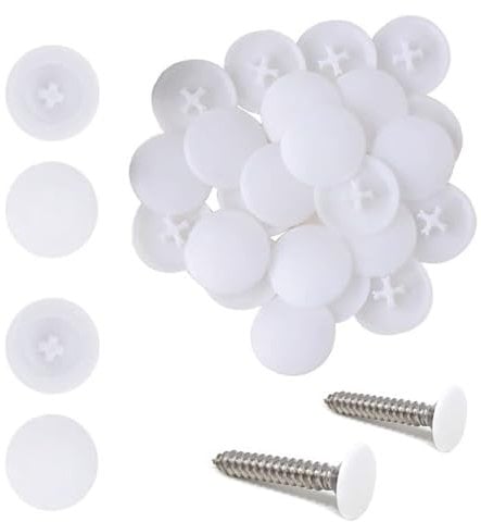 100PCS White Screw Cover Caps, 17mm Waterproof Plastic Decorative Caps, Snap-In Fit for Phillips Screw, Furniture, Wardrobe, Cabinet Shelf