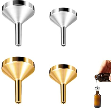 4 Pcs Small Funnels, Metal Mini Funnels for Filling Small Bottles| Multi-use Smalls Funnel for Mini Bottles Set (Mouth Diameter 1.8 & 2.5cm) to Transfer Liquids, Cosmetics, Essential Oils, Perfume