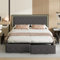 HNOUER Polsterbett 160x200 cm, LED-Doppelbett mit 4 Schubladen, verstellbares Polsterkopfteil, Bett mit Stauraum und Lattenrost, Bettrahmen, Schlafzimmerbett, ohne Matratze (Schwarz 160X200cm)