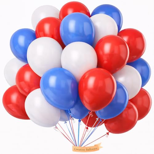 50 Stück Luftballons Rot, Weiß & Blau Einfarbig Luftballons 10 Zoll Luftballons Geburtstag Party Ballon Dekoration für Hochzeit Baby Shower Abschlussfeier