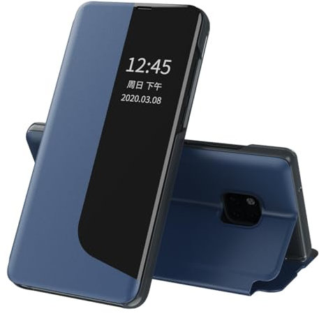 Smartphone Back Case Kompatibel mit Huawei Mate 20 Pro Hülle Flip Leder Cover Clear View, mit Ständer Handyhülle Smart Window Hard Flip Stoßfeste Schutzhülle Kompatibel mit Mate 20 Pro Hülle Clear Vie