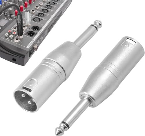 Watlikeup XLR to Jack TRS Adapter,2PCS 6.35mm TS Mono to XLR Male Converter,3 Pin TRS Plug Gender Changer for Mixers Amplifiers Monitors Studio Converter Microphone