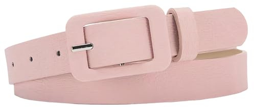 Porbbow Cintura da donna in finta pelle per jeans e pantaloni, fibbia in metallo, alla moda, retrò, vintage, cintura in vita per abiti