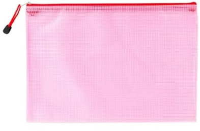 10 sacchetti in rete con cerniera, in plastica, impermeabili, multiuso, per viaggi, ufficio, casa, organizza borse (rosso, A3 (43 cm x 30,5 cm)
