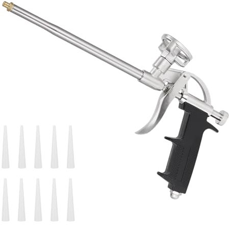 Yimomoyi Foam Gun, Expanding Foam Gun with 10 Nozzles, Expanding Foam Spray Gun Professional Foaming Gun Insulating Applicator Heavy Duty Foam Spray Application Gun for Caulking, Filling, Sealing