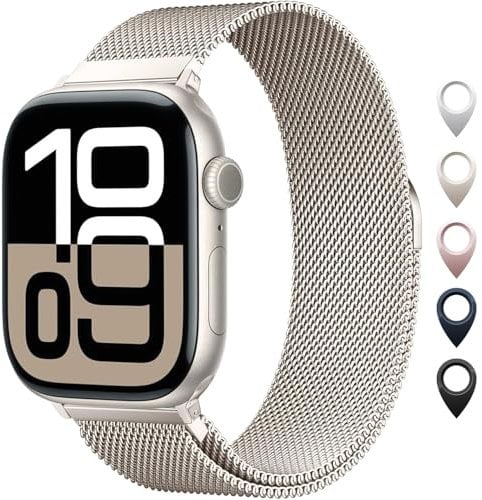 Milanese Loop Compatible with Apple Watch Straps 38mm 40mm 41mm 42mm 44mm 45mm 46mm 49mm, Magnetic Clasp Adjustable Metal Bands for Women Men iWatch Series 10 9 8 7 6 5 4 3 SE2 SE Ultra2 Ultra