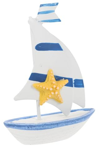 FUTUREORYY Mediterranean Sailboat Model Desk Ornament Iron Sheet Ship Model Yellow Sailboat Decoration Coastal Boat Decor for Home and Office Random Color