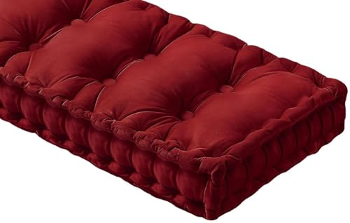 ZZDZW Bankauflage Samt Bankkissen 80/60/90/120//140/160 Drinnen Outdoor Sitzkissen-Stuhlkissen-rutschfeste-GartenBankauflage- 10 cm Dicke Matte Für Schaukel Terrasse(Burgund,170x60x10cm)