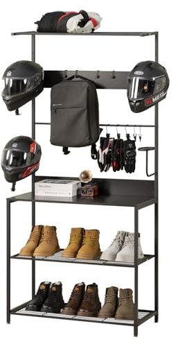 Standora Motorcycle Helmet Rack/Garage Organizer/Matte Black 75x35x15in
