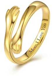 VAKTWPDLY S925 Sterlingsilber-Umarmungsring für Frauen, personalisierte Namensringe „I Love You Forever“ Verstellbare offene Umarmungsringe Individuell gestalteter Freundschaftsring Gedenkgeschenk