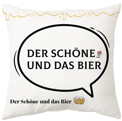 Anicy Lustige Geschenke für Männer - Der Schöne und Das Bier Kissenbezug, Personalisierte Männergeschenke, Geburtstagsgeschenk für Opa, Papa, Kollege, Freund, 45 * 45cm