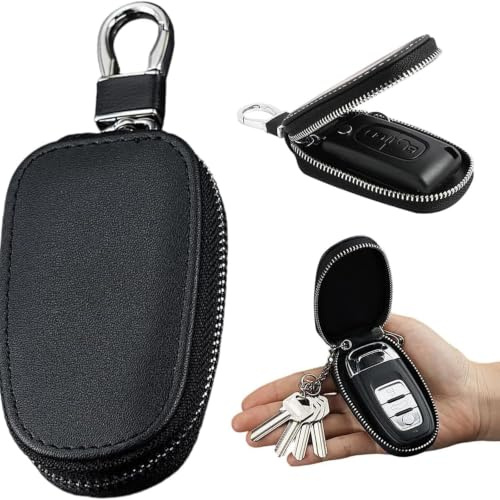 KAHZOR 1 Pieza Funda organizador llaves de coche, funda llaves, llavero piel, organizador de key con gancho de metal, mando a distancia, cubierta con llavero