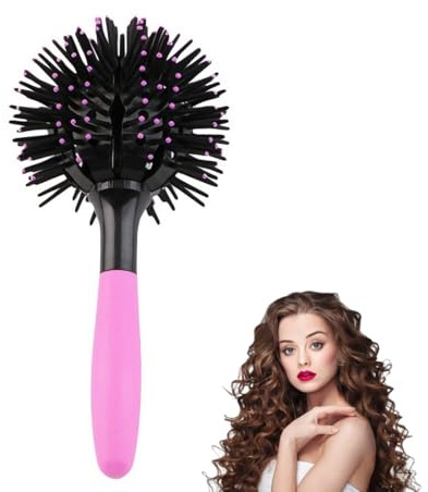 OYZOQ 1 PCS Locken Haarbürste Kugelbürste, 3D Bomb Locken Hair Brush Kugel Styling Sphärische Massage-Kamm, Detangling Hitzebeständige Haare Kämme, unisex(Rosenrot)
