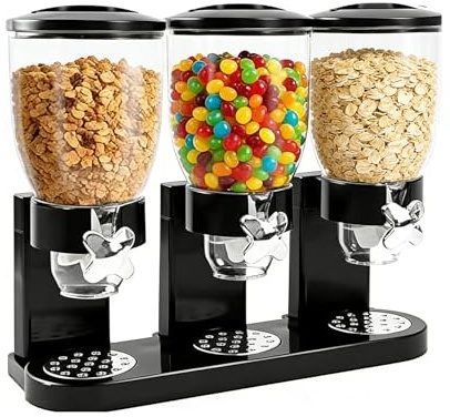 Cereal Dispenser Countertop 2L, Luftdichter Müslispender für die Organisation des Küchenvorratsraums, Müslispender Set Luftdichte Behälter für Müsli, Reis, Körner, Süßigkeiten (Triple 6L Black)