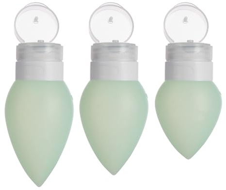 Operitacx Lot de 3 Flacons de Voyage en Silicone Souple 38ml/60ml/89ml, Mini-conteneurs Cosmétiques Étanches pour Lotion, Shampooing et Crème, Bouteilles Vides Réutilisables Pratiques