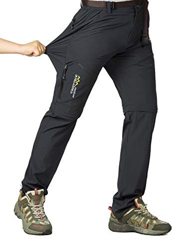 CLOUSPO Outdoor Hose Herren Zwei Teile zerlegbar Sonnenschutz Schnell Trocknend Wanderhose Funktionshose mit Gürtel (DE/NL/SE/PL, Alphanumerisch, XL, Regular, Regular, Grau)