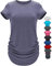 GO HEAVY Damen Multifunktions Fitness Sport T-Shirt Kurzarm Yoga Gym Sportshirt Crew-Neck Atmungsaktiv Violett L