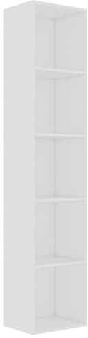 vidaXL Bücherregal 5 Fächer Standregal Aktenregal Wandregal Raumteiler Regal Raumtrenner Büroregal Mehrzweckregal Weiß 40x30x189cm Holzwerkstoff