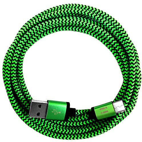 i! - 1m Premium Nylon USB-C Schnellladekabel Datenkabel für Handy Tablet Smartphone - grün