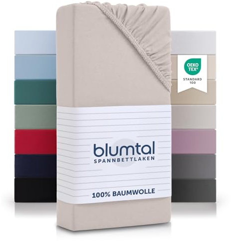 Blumtal® Basics Spannbettlaken 180x200cm Jersey - Bettbezug 180x200 cm aus 100% Baumwolle - Oeko-TEX zertifiziertes Spannbetttuch 180x200cm - Matratzenbezug 180x200cm - Leintuch - Laken - Elfenbein