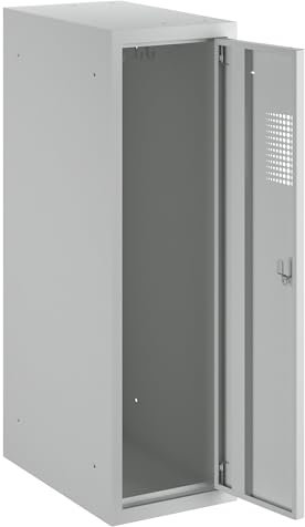 QUIPO Schließfachschrank | Spind, je 1 Kleiderstange, HxBxT 1000 x 300 x 500 mm, mit Vorhängeschlossvorrichtung komplett lichtgrau