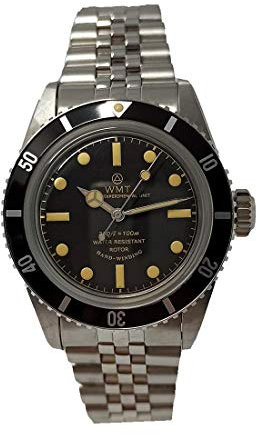 Walter Mitt Sea Diver Vintage Automatik-Armbanduhr aus Stahl mit 5 Gliedern Schwarz