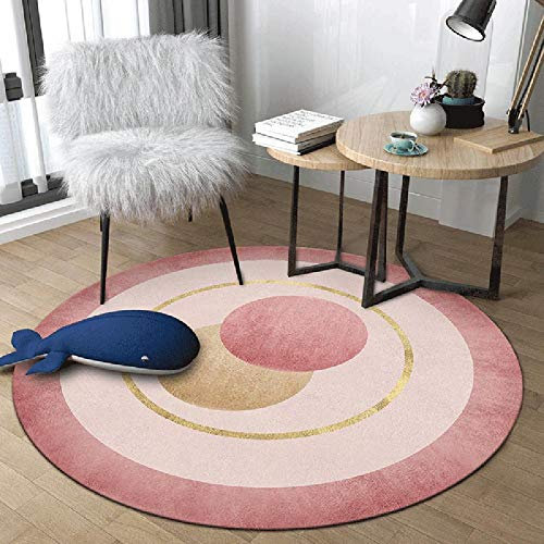 WJW-DT Tapis en Or Rose pour Tapis Rond pour Salon Chambre Couloirs Style géométrique Diamètre 80100120140160180200 cm-100cm
