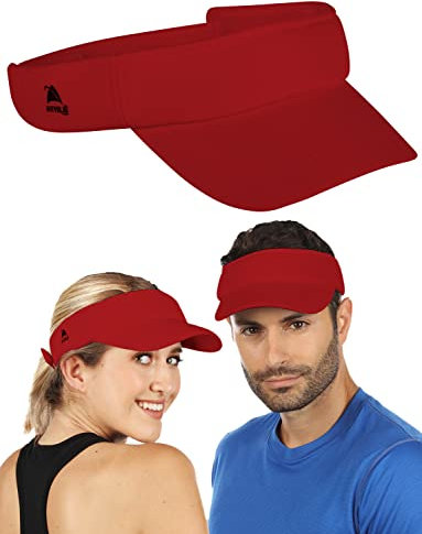 Athle Sport Sun Visor Hat - No Headache Sun Visors for Women and Men - One Size Fits All Sports Visor - Red