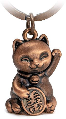 FABACH Glückskatze Winkekatze Schlüsselanhänger Maneki Neko - Süßer Katze Glücksbringer - Katze Anhänger Metall - Schlüsselanhänger Katze Geschenk