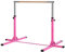 HOMCOM Barre Fixe de Gymnastique Enfant - Barre de Gymnastique Hauteur réglable 13 Niveaux 92 à 150 cm - Acier Rose Bois Massif hêtre