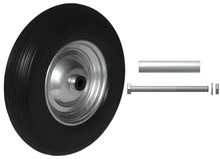 Schubkarrenrad PU Vollgummi 3.50-8 - Ø350 x 80mm inklusive Achse