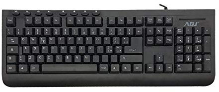 adj Pure Keyboard USB Nera Cablata USB, Layout Italiano QWERTY per PC/Laptop/Notebook/Windows, 113 Tasti, Ergonomico, Nero