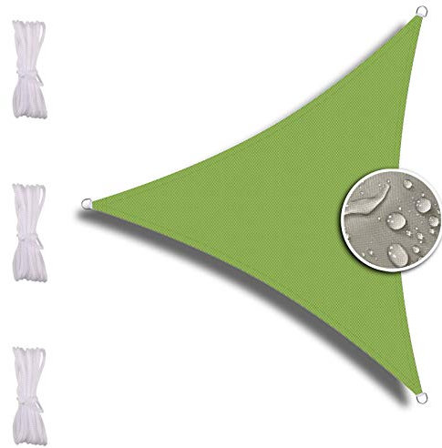 ZQXFZ Voile d'ombrage Triangulaire 6X6X6m, Voiture,Restaurant,Jardin, Haute Densité Hdpe, RéSistant Aux IntempéRies, Toile Ombrage, Vert