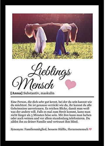 SCHILDER HIMMEL Freundschaft Holz-Poster mit Wunschbild/Name | Lieblingsmensch Geschenk | Wandbilder | Geburtstag | Wanddeko Dekortion | Liebe Herz | Geschenk für die Liebsten