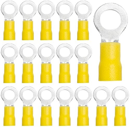 CEEYSEE 50 x Cable Connectors 4-6 mm² Hole Diameter M6 Ring Terminals Branch Connector for Electric Crimp Lugs Cable Partially Insulated PVC Cable Connectors (Yellow/DPRY6)