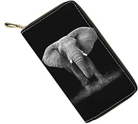 Belidome Damen-Geldbörse aus Leder mit Reißverschluss, grauer Elefant, Einheitsgröße, Elefant