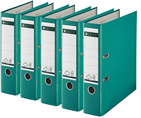 Leitz Qualitäts-Ordner 180° Plastik, A4, Türkis, 8,2 cm Rückenbreite, PP-laminierter Einband, 10105052 (5)
