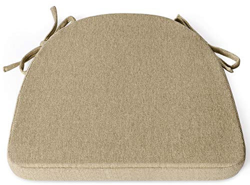 TANYOO Sitzkissen Halbrund Waschbares Stuhlkissen mit Bindeband 43 * 41cm Rutschfestes Sitzpolster für Gartenstuhl, Esszimmerstuhl oder Bürostuhl (Dunkelbeige)
