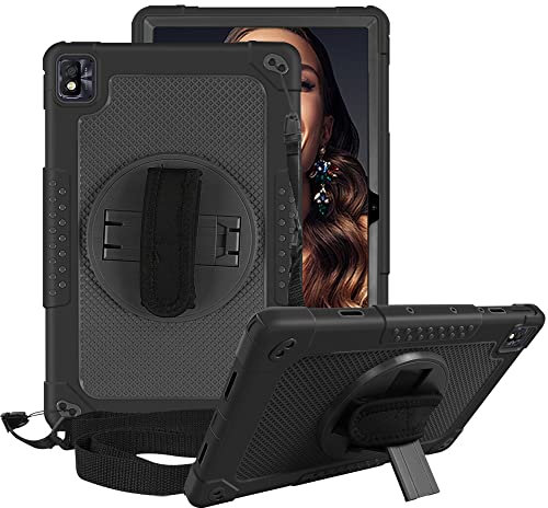 FIEWESEY Schutzhülle für Nokia T20 Tablet, strapazierfähig, stoßfest, kinderfreundlich, Hybrid-Schutzhülle für Nokia T20/TCL Tab Pro 5G (Modell: 9198S), Schwarz,Schwarz