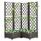 Mingone Rankgitter Hochbeet Pflanzgefäss Blumenkasten mit 3 Pflanzgefäß Wasserspeicher Balkonkasten Rattan Optik für Garten Terrasse 80x80x121cm，Braun