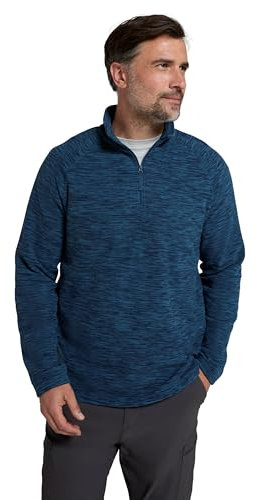 Mountain Warehouse Snowdon Mens Micro Fleece Top - Warm, Breathable, Quick Drying, Zip Collar Fleece Sweater, Soft & Smooth Pullover - For Spring Summer, Travelling, Walking Indigo 2XL