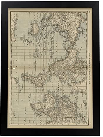 Nacnic Geografische Poster im Vintage Stil. Klassische Weltkarte. Illustrationen alter Weltkarten in Sepia-Tönen. A3, ungerahmt.