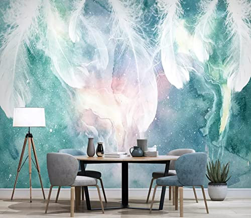 Papier Peint Panoramique Plume D'encre Verte Papier Peint 3D Personnalisés Intissé Décoration Murale 150x105cm