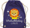 Turnbeutel Rucksack - Kita Beutel Wechselsachen Jungen - Wechselkleidung Löwe - Unisize - Lila - kinderturnbeutel wechselbeutel personalisierte löwen stoffrucksack kindergartenbeutel