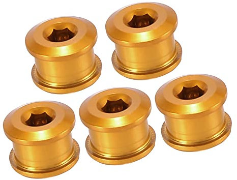 A ABSOPRO 5 Satz Fahrrad Kettenblatt Muttern Schrauben Mutter Gold Ton